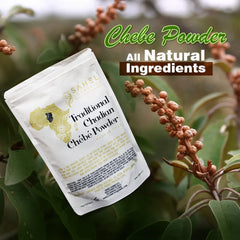 Roselle Naturals Chebe Powder, dry hair application, moisturizing treatment.