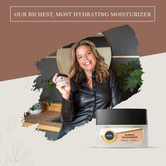 Round Barn Apothecary Quench pump demonstrates quick absorption in a lightweight vegan formula.