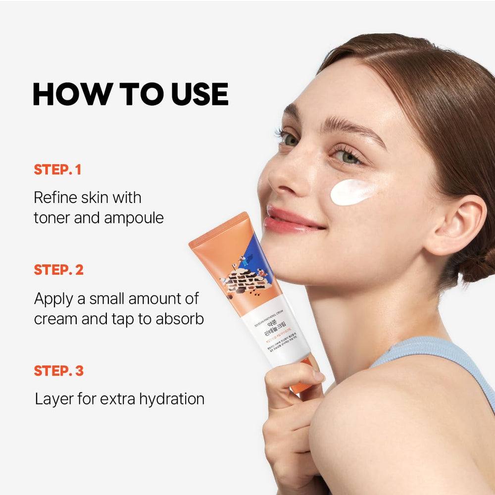 ROUND LAB Soybean Panthenol Cream daily routine application demonstrates simplicity.