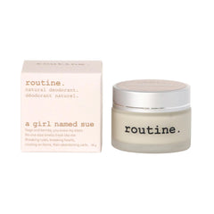 Close-up of Routine Raspberry & Sage deodorant cream jar, showcasing fragrance.