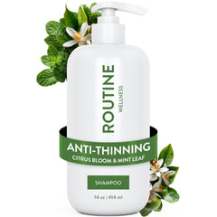 Routine Wellness Anti-Thinning Shampoo bottle with Citrus Bloom scent, color-safe for treated hair.