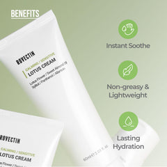 ROVECTIN Calming Lotus Cream close-up displaying creamy consistency for daily rituals