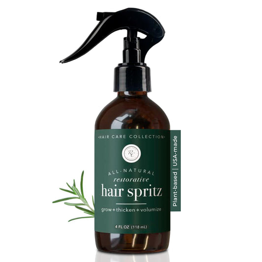 Rowe Casa Organics Restorative Hair Spritz bottle pour for even mist delivery