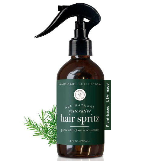 Rowe Casa Organics Restorative Hair Spritz bottle front for daily scalp nourishment