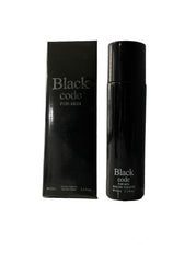 Royal Fragrance Black Code for Men bottle front view, ideal for daily confidence.