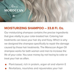 Royal Moroccan sulfate-free shampoo pour demonstrates easy rinse for color retention