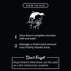 Royal Shave Aftershave Lotion glycerin formula visible on label suggests gentle, lasting moisture.