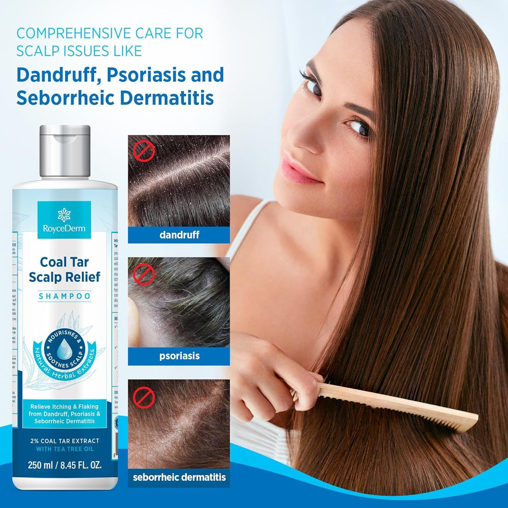 Roycederm Coal Tar Shampoo lather close-up highlighting cleansing and soothing action
