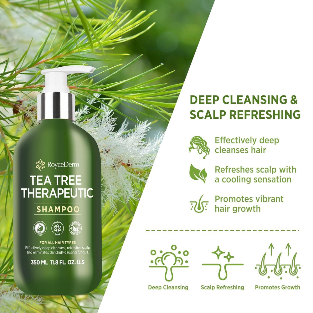 Creamy lather forming on the scalp with Roycederm shampoo for cleansing and relief.