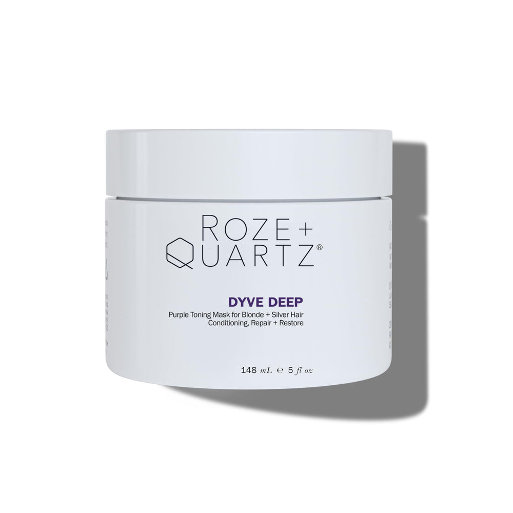 Roze Quartz Dyve Deep Mask jar showing violet-toned formula for blond and silver hair.