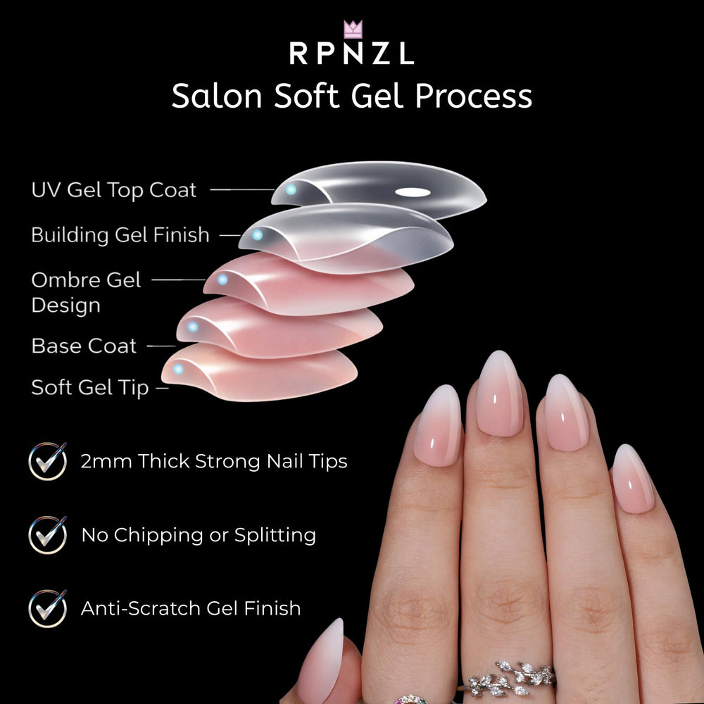 RPNZL Cappuccino uv-finish almond nails for salon-like shine