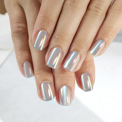 RPNZL Opal Chrome Cateye square nails adhesive tabs for quick changes.