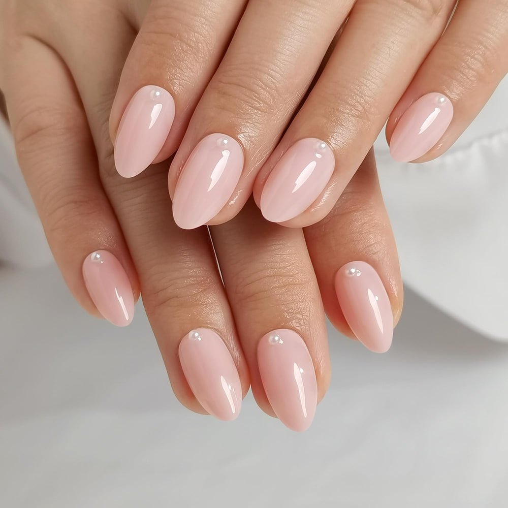 RPNZL Pearl Bubble Bath nails in medium almond shape for salon-quality at home.