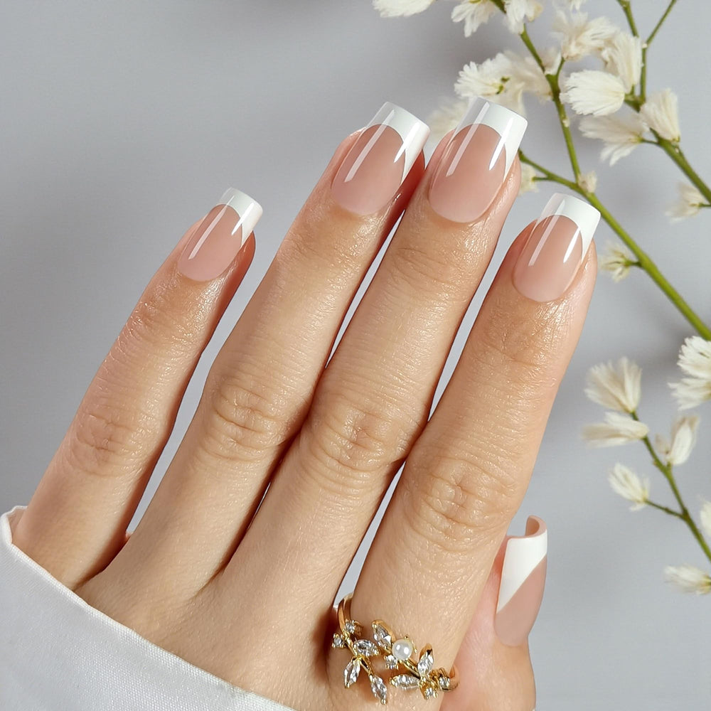 RPNZL press-on nails in ivory with French tip for a chic everyday look.