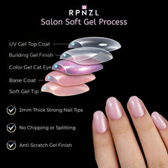 RPNZL UV-gloss coated nails offer durable, high-gloss look.