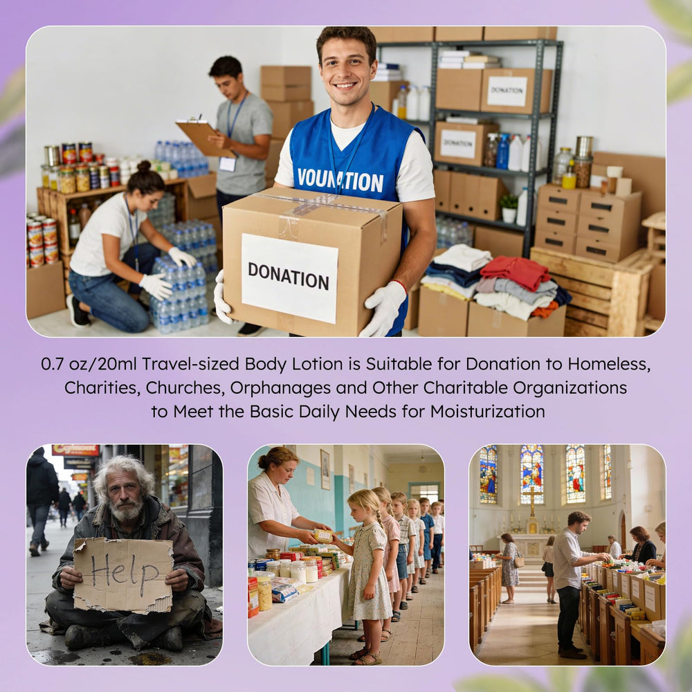 RSQAZQ donation-ready packaging lotion for charitable use and donations.
