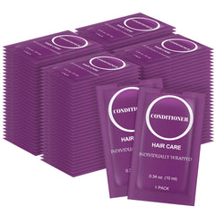 RSQAZQ travel-size conditioner sachet in hotel amenity kit for guests.