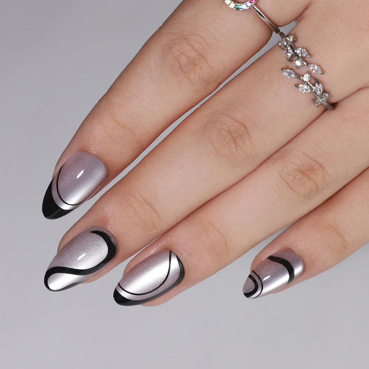 RTKHFZE almond nails with soft gel swirl for salon-quality at-home beauty