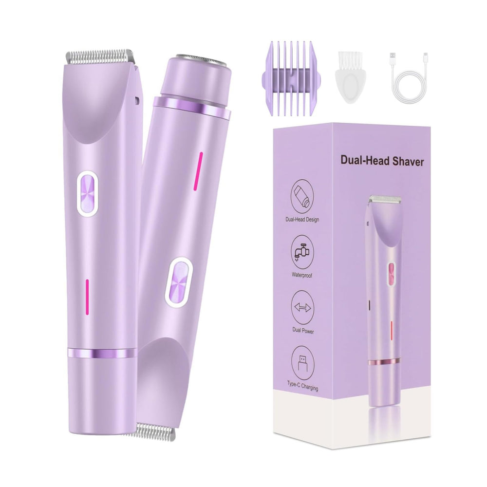 RtLvio Bikini Shaver dual head front view for quick grooming