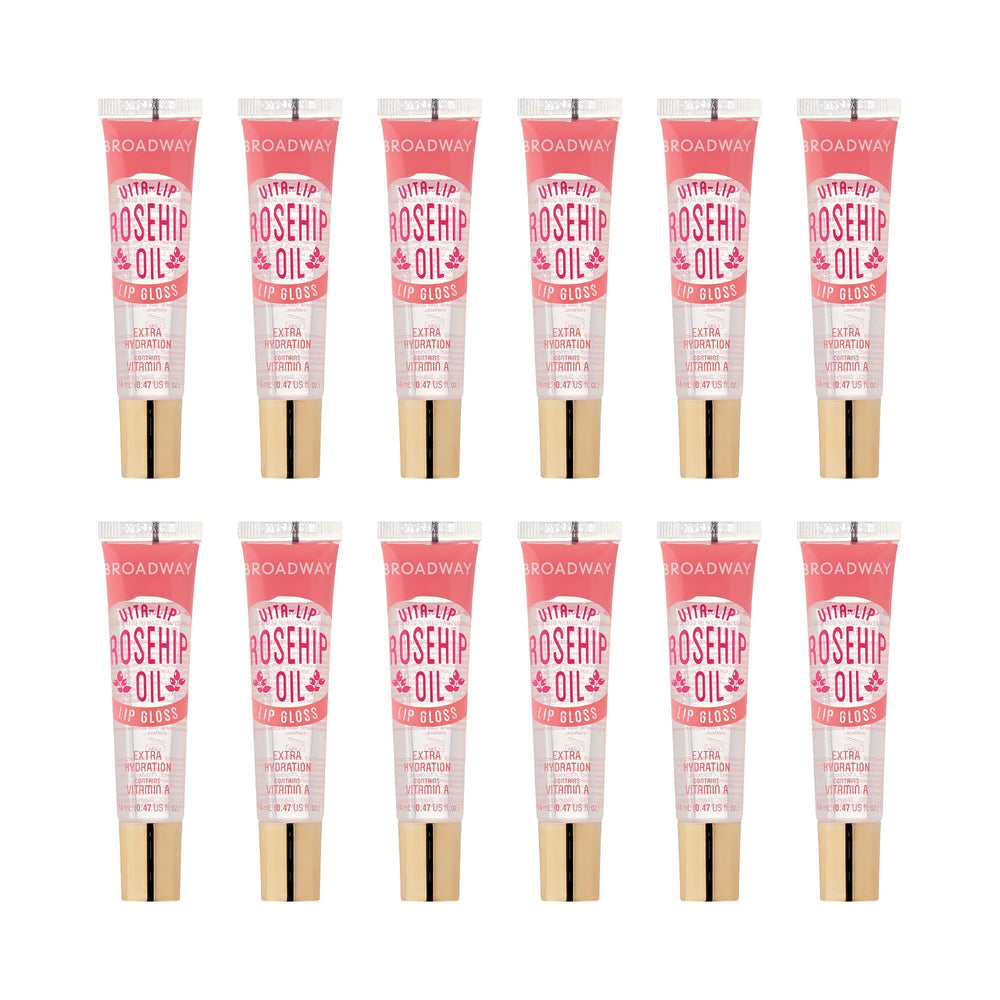 Ruby Kisses Broadway Vita-Lip gloss bottle front for high-shine lips.