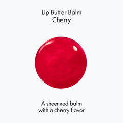 Ruby & Millie Cherry Lip Balm glossy lips close-up shows sheer tint and instant moisture.