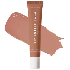 Ruby & Millie tinted lip balm Vanilla Beige tube shows hydration and natural color.