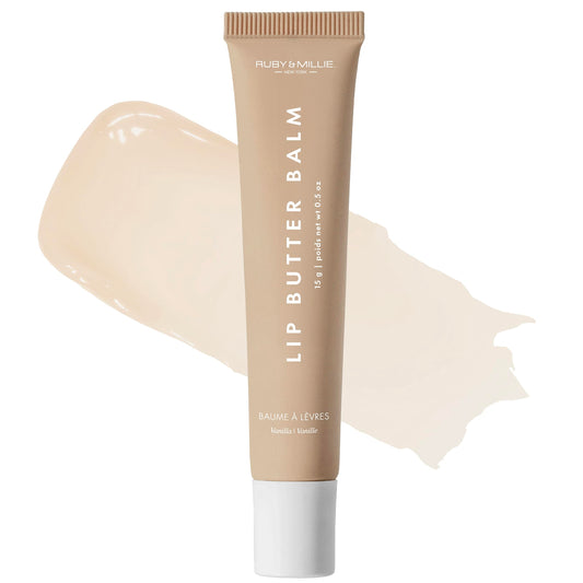 Ruby and Millie Vanilla tinted lip balm with vanilla scent for hydrated, soft-looking lips