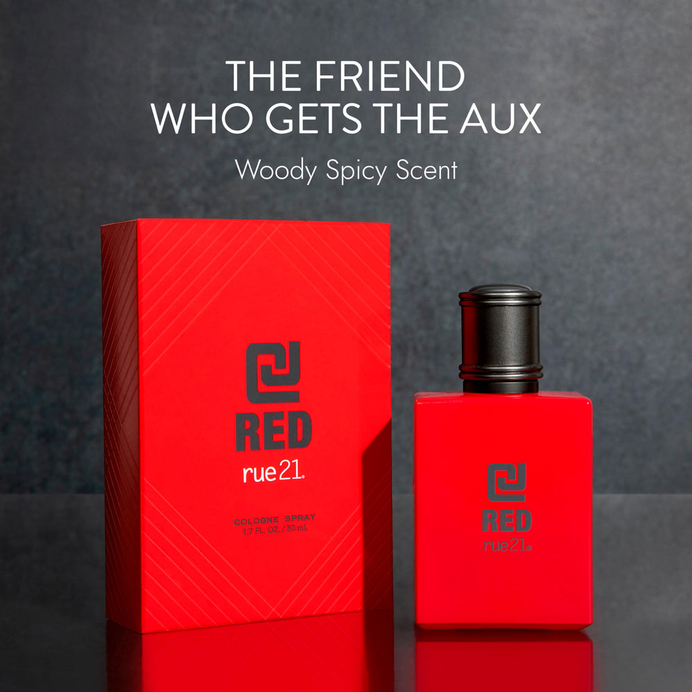 Rue 21 CJ Red label detail, refined branding for daily use.