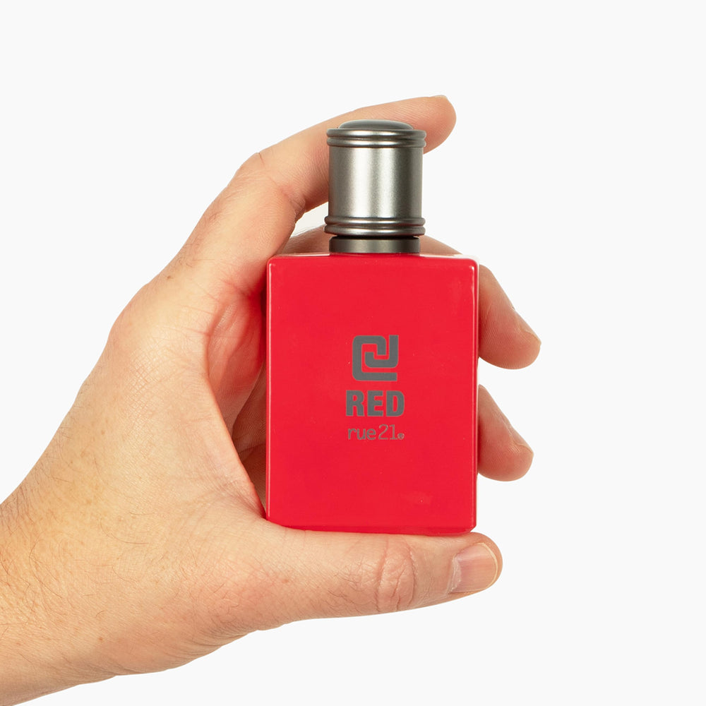 Rue 21 CJ Red packaging box, portable 1.7 oz size for travel.