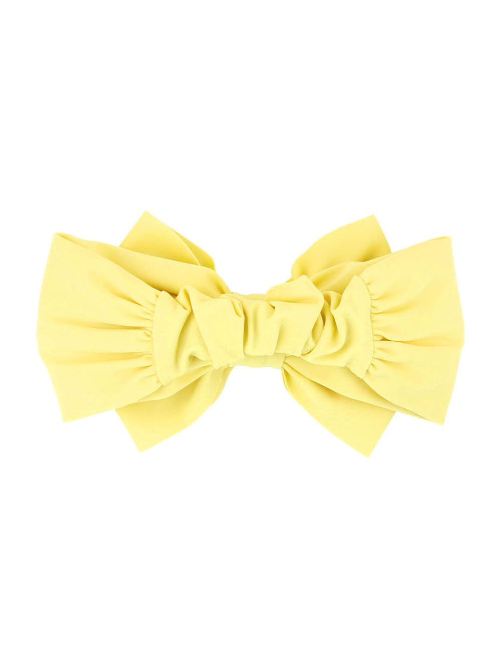 Close-up of Banana Swim Bow Headband, decorative knot, durable fabric, everyday beachwear essential.