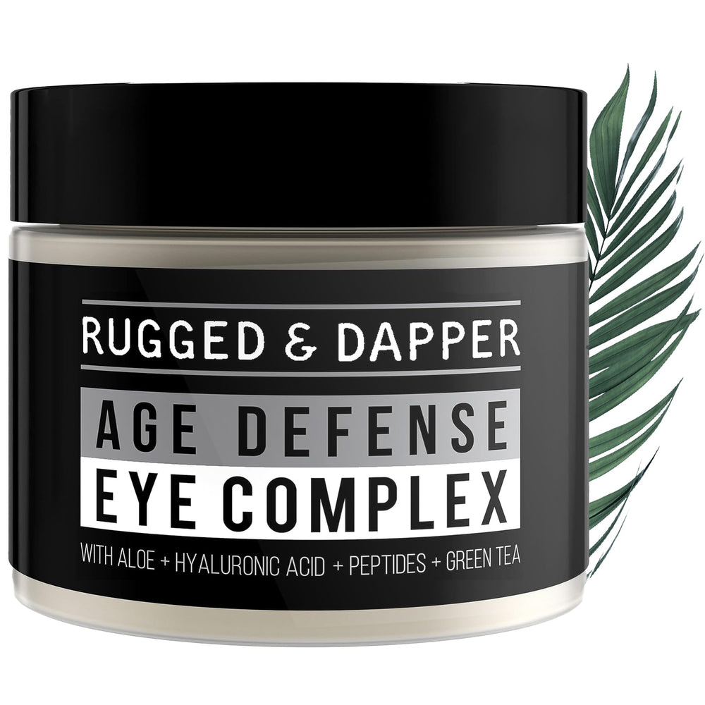 RUGGED & DAPPER premium eye cream jar close-up for daily under-eye care.