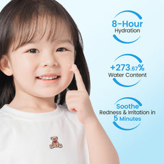 RUNBEN After Sun Gel bottle back label highlights centella content and safe family use.