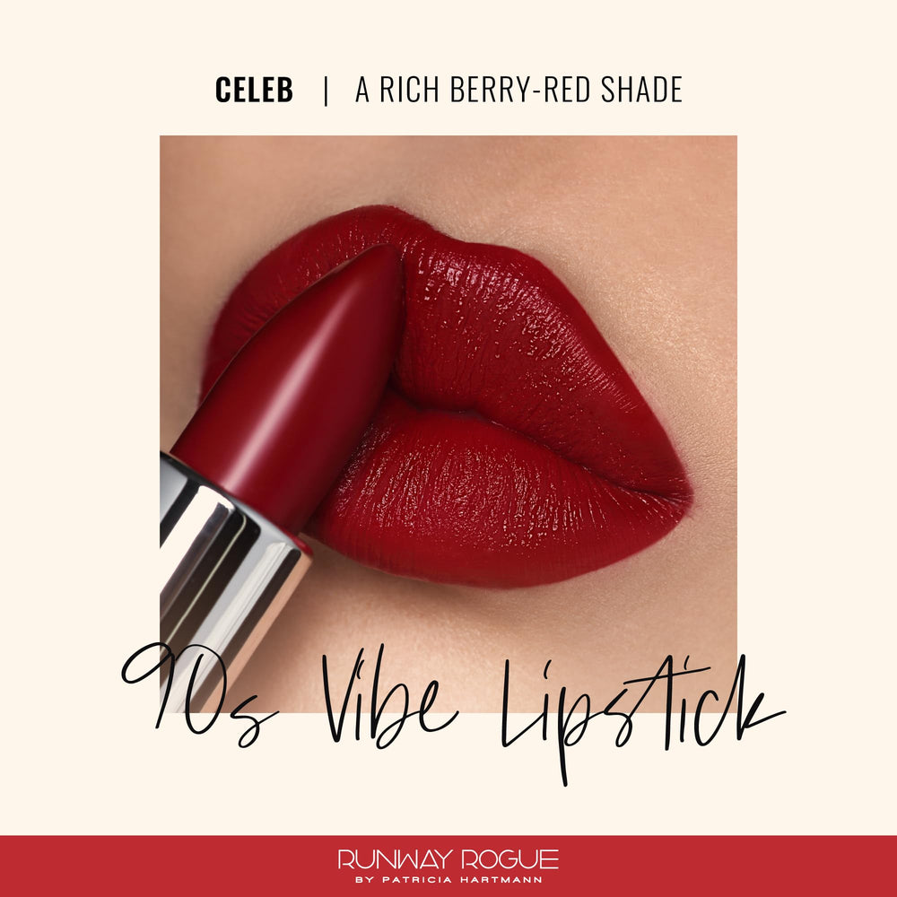 Runway Rogue Celeb tube closeup highlights moisturizing matte formula.