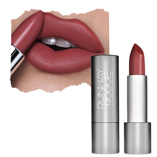 Runway Rogue 90s Vibe lipstick packaging close-up for premium glam and on-the-go touch-ups.
