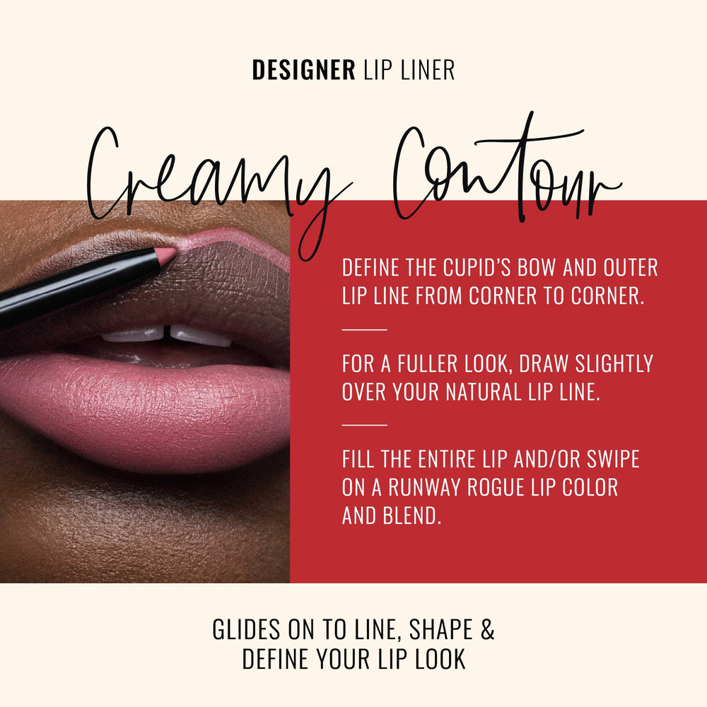 Runway Rogue lip liner with built-in sharpener, close-up for precise edge shaping.