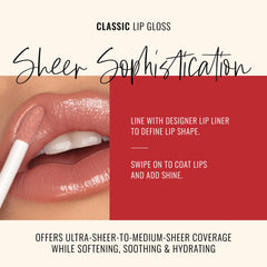 Runway Rogue Classic Lip Gloss hydrating formula closeup on lips with jojoba and aloe