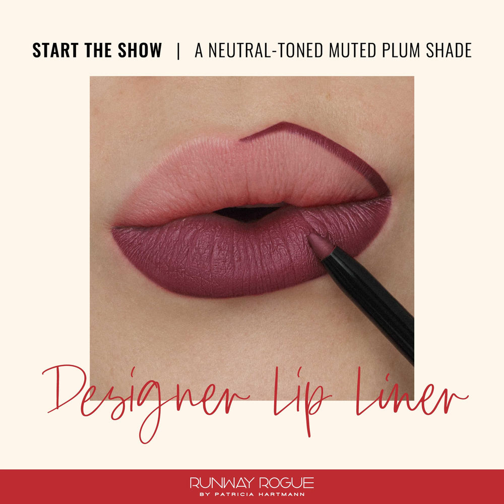 Runway Rogue Designer Liner creamy vegan formula closeup demonstrates smooth, crease-free lip line