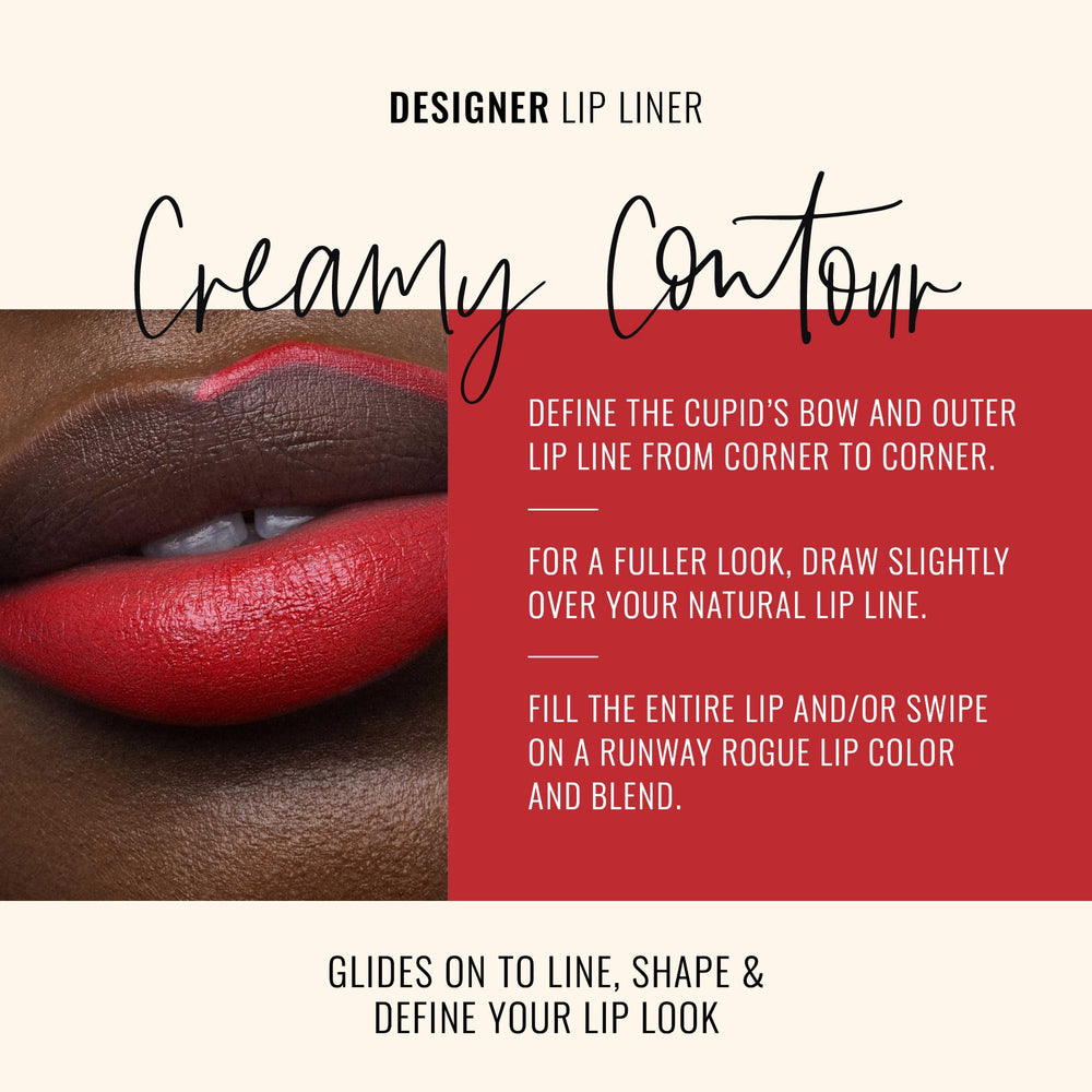 Runway Rogue Designer Liner Lip Pencil pencil-tilt demonstrates smooth, creamy application.