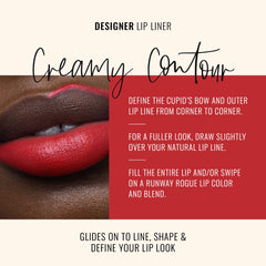 Runway Rogue Designer Liner Lip Pencil pencil-tilt demonstrates smooth, creamy application.