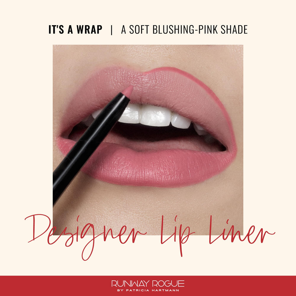 Runway Rogue It's a Wrap lip liner swatch in soft blush pink, easy to blend.