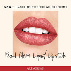 Runway Rogue Pearl Glam close-up showing pearlescent shimmer on lips.