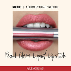 Starlet shimmer close-up showing silver and gold flecks in the frosted coral-pink finish.