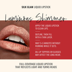 Runway Rogue Silk Glam Couture lipstick swirl on lip, shimmering finish.