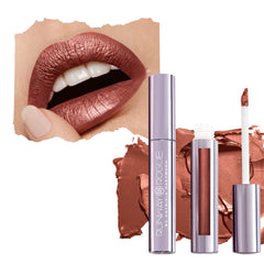 Runway Rogue Silk Glam Lipstick Film Noir bottle closeup shows luxurious frosted golden-bronze shade