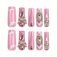 RUOKEXIN pink acrylic nails with glitter designs for glamorous nails