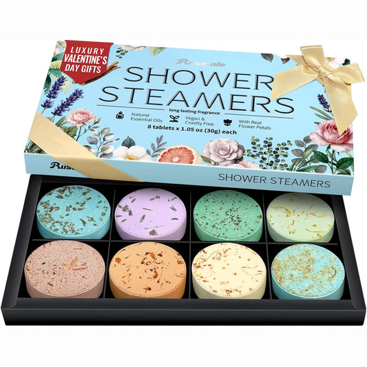 RUSEMLE gift box with eight shower steamers for versatile self-care gifts