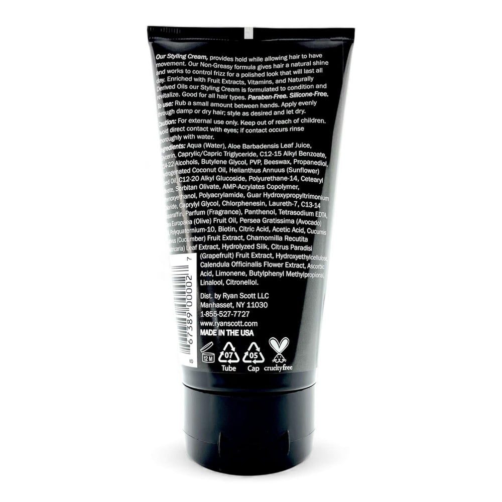 Close-up of hair being styled with Ryan Scott RS cream to tame frizz.