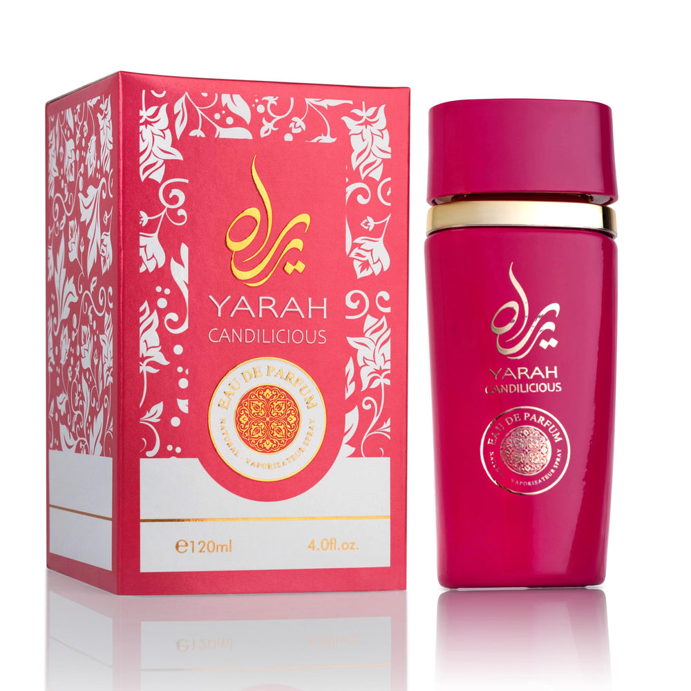 SAADAH Yarah Candilicious bottle front showing playful feminine design and pink tones for daytime wear