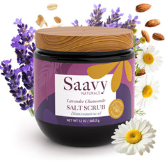 Saavy Naturals Lavender Chamomile bottle showing calming scent and premium formula.