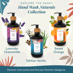 Made in the USA badge on Saavy Naturals Hand Wash packaging.